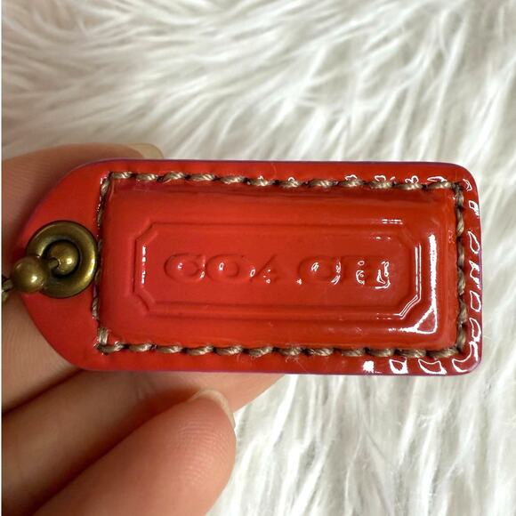 1.5" y2k COACH Vintage Red Pink Fob Bag Charm Hang tag Hangtag - Picture 1 of 2